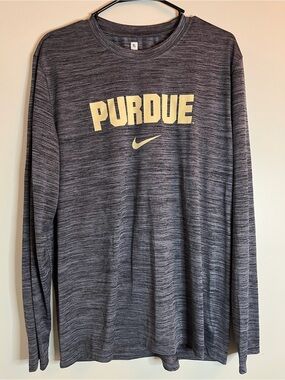 Nike Purdue Boilermakers Long Sleeve Dri-Fit T-Shirt Tee Gray Men’s XL